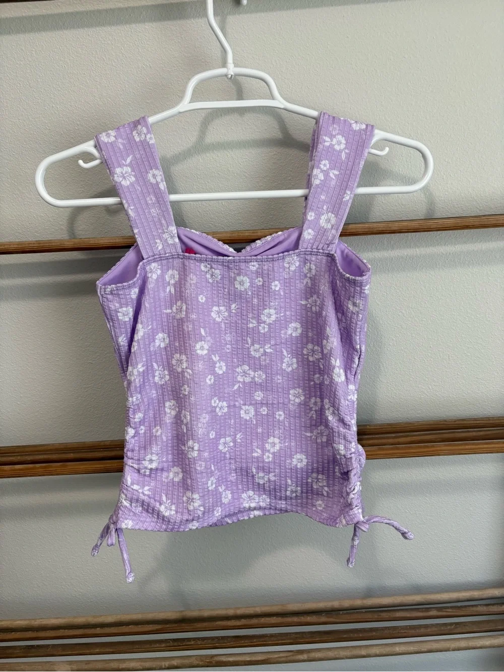 Justice Girls Cinched Floral Tank in Violet | size medium (10)